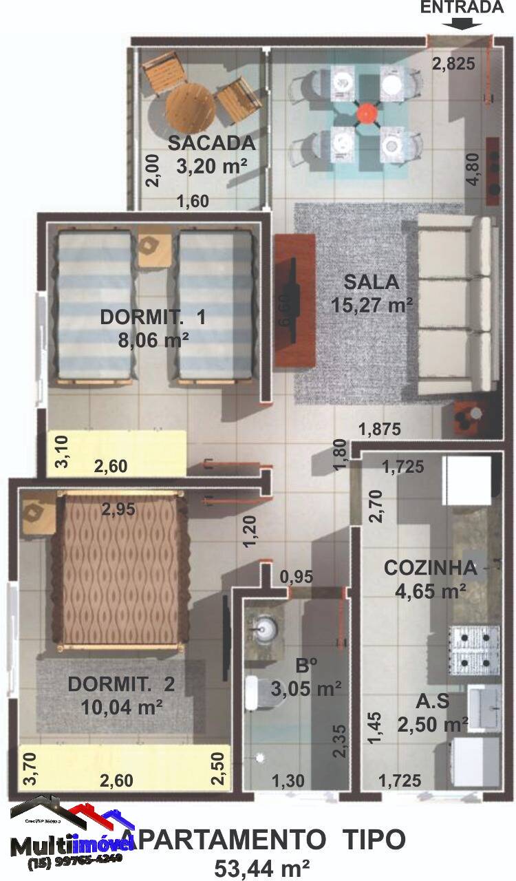 Apartamento à venda com 2 quartos, 53m² - Foto 2